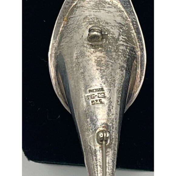 Calla Lily Brooch Stamped Mexico 525 Silver 3" Vintage - Picture 4 of 8